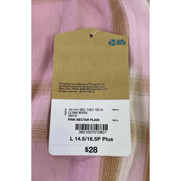Thereabouts Little & Big Girls Long Sleeve Flannel Shirt Pink L 14.5-16.5P Plus - Picture 11 of 13